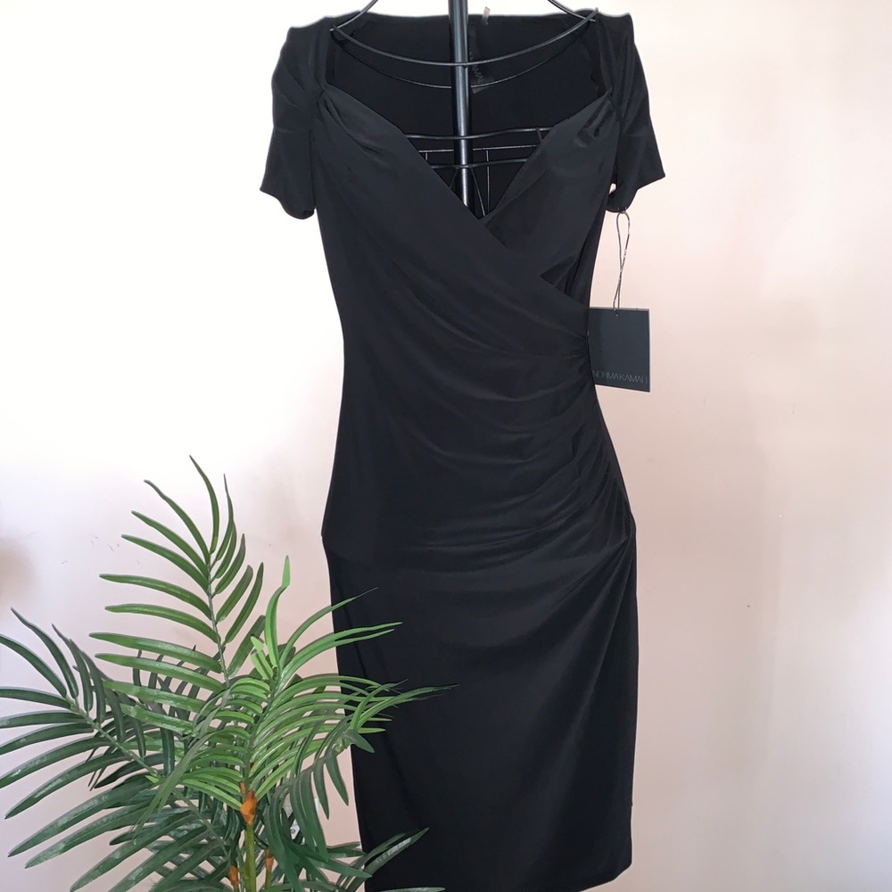 Norma Kamali sweetheart side drape dress